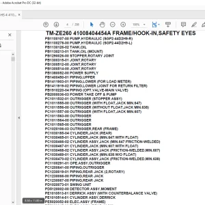 Tadano Crane TM-ZE260 41008404454A FRAME/HOOK-IN,SAFETY EYES Parts Manual - PDF