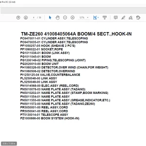 Tadano Crane TM-ZE260 41008405064A BOOM/4 SECT.,HOOK-IN Parts Manual - PDF