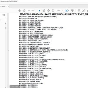 Tadano Crane TM-ZE260 41008407414A FRAME/HOOK-IN,SAFETY EYES,NAVI Parts Manual - PDF