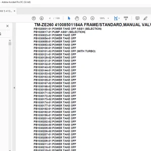 Tadano Crane TM-ZE260 41008501184A FRAME/STANDARD,MANUAL VALVE Parts Manual - PDF