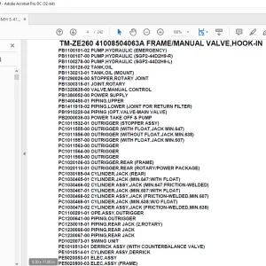 Tadano Crane TM-ZE260 41008504063A FRAME/MANUAL VALVE,HOOK-IN Parts Manual - PDF