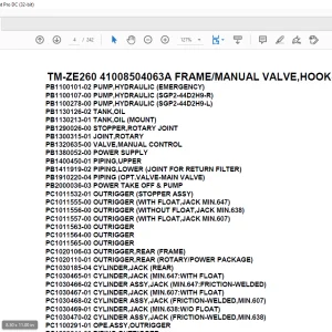Tadano Crane TM-ZE260 41008504063A FRAME/MANUAL VALVE,HOOK-IN Parts Manual - PDF