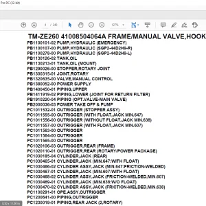 Tadano Crane TM-ZE260 41008504064A FRAME/MANUAL VALVE,HOOK-IN Parts Manual- PDF DOWNLOAD