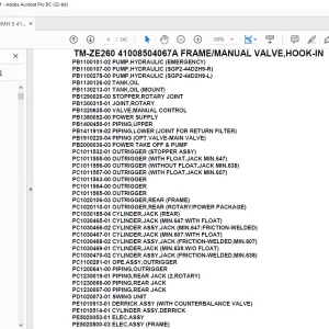 Tadano Crane TM-ZE260 41008504067A FRAME/MANUAL VALVE,HOOK-IN Parts Manual  - PDF