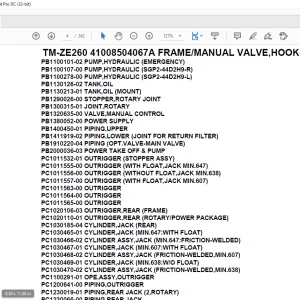 Tadano Crane TM-ZE260 41008504067A FRAME/MANUAL VALVE,HOOK-IN Parts Manual - PDF DOWNLOAD