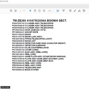 Tadano Crane TM-ZE260 41047502006A BOOM6 SECT. Parts Manual - PDF DOWNLOAD