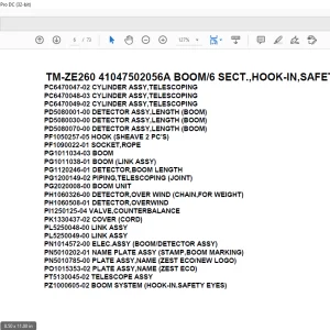 Tadano Crane TM-ZE260 41047502056A BOOM6 SECT.,HOOK-IN,SAFETY EYES Parts Manual - PDF
