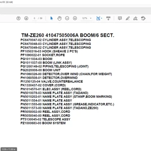 Tadano Crane TM-ZE260 41047505006A BOOM6 SECT. Parts Manual  - PDF DOWNLOAD