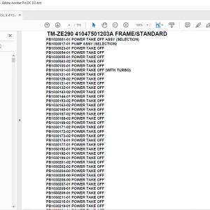 Tadano Crane TM-ZE290 41047501203A FRAME/STANDARD Parts Manual  - PDF DOWNLOAD