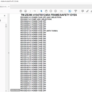 Tadano Crane TM-ZE290 41047501245A FRAME/SAFETY EYES Parts Manual - PDF DOWNLOAD