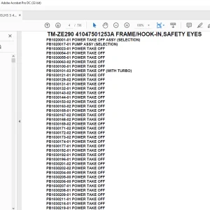 Tadano Crane TM-ZE290 41047501253A FRAME/HOOK-IN,SAFETY EYES Parts Manual -PDF DOWNLOAD