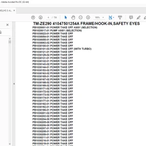 Tadano Crane TM-ZE290 41047501254A FRAME/HOOK-IN,SAFETY EYES Parts Manual - PDF DOWNLOAD