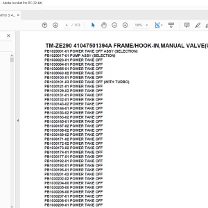 Tadano Crane TM-ZE290 41047501394A FRAME/HOOK-IN,MANUAL VALVE(U) Parts Manual  - PDF