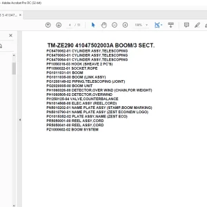 Tadano Crane TM-ZE290 41047502003A BOOM/3 SECT.Parts Manual - PDF DOWNLOAD