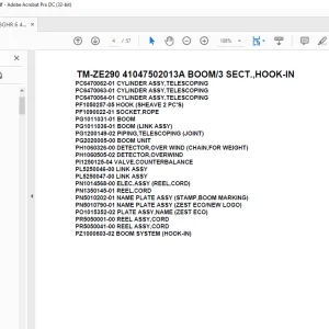 Tadano Crane TM-ZE290 41047502013A BOOM/3 SECT.,HOOK-IN Parts Manual - PDF DOWNLOAD