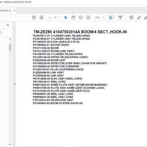 Tadano Crane TM-ZE290 41047502014A BOOM/4 SECT.,HOOK-IN Parts Manual  - PDF DOWNLOAD