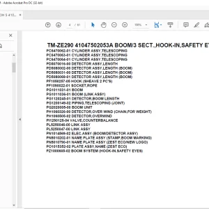 Tadano Crane TM-ZE290 41047502053A BOOM/3 SECT.,HOOK-IN,SAFETY EYES Parts Manual - PDF DOWNLOAD