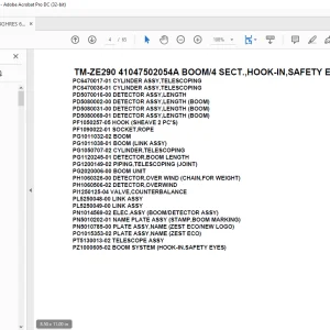 Tadano Crane TM-ZE290 41047502054A BOOM/4 SECT.,HOOK-IN,SAFETY EYES Parts Manual - PDF DOWNLOAD