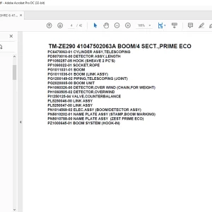 Tadano Crane TM-ZE290 41047502063A BOOM/4 SECT.,PRIME ECO Parts Manual - PDF DOWNLOAD