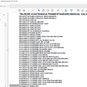 Tadano Crane TM-ZE290 41047504003A FRAME/STANDARD,MANUAL VALVE Parts Manual - PDF DOWNLOAD