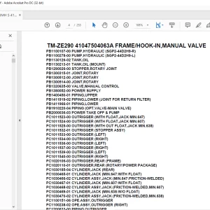 Tadano Crane TM-ZE290 41047504063A FRAME/HOOK-IN,MANUAL VALVE Parts Manual - PDF DOWNLOAD