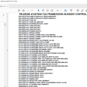 Tadano Crane TM-ZE290 41047504113A FRAME/HOOK-IN,RADIO CONTROL,SAFETY EYE Parts Manual  -PDF