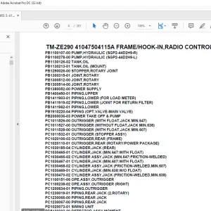 Tadano Crane TM-ZE290 41047504115A FRAME/HOOK-IN,RADIO CONTROL,SAFETY EYE Parts Manual - PDF