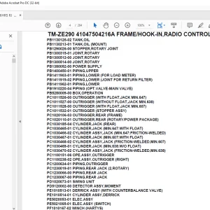 Tadano Crane TM-ZE290 41047504216A FRAME/HOOK-IN,RADIO CONTROL.,SAFETY EY Parts Manual - PDF