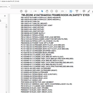 Tadano Crane TM-ZE290 41047504453A FRAME/HOOK-IN,SAFETY EYES Parts Manual - PDF DOWNLOAD