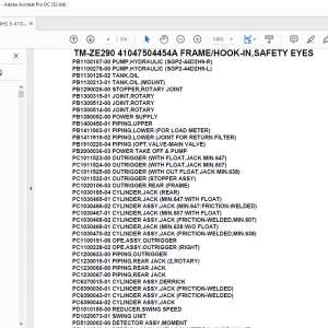 Tadano Crane TM-ZE290 41047504454A FRAME/HOOK-IN,SAFETY EYES Parts Manual - PDF DOWNLOAD