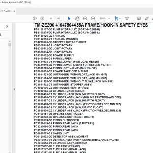 Tadano Crane TM-ZE290 41047504455A FRAME/HOOK-IN,SAFETY EYES Parts Manual - PDF DOWNLOAD