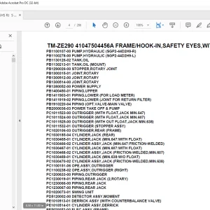 Tadano Crane TM-ZE290 41047504456A FRAME/HOOK-IN,SAFETY EYES,WITH RJ Parts Manual - PDF