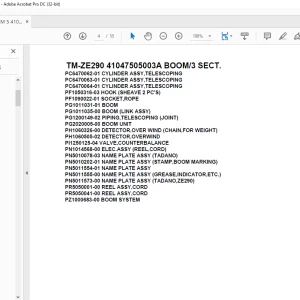 Tadano Crane TM-ZE290 41047505003A BOOM/3 SECT.Parts Manual - PDF DOWNLOAD