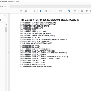Tadano Crane TM-ZE290 41047505064A BOOM/4 SECT.,HOOK-IN Parts Manual - PDF DOWNLOAD