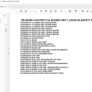 Tadano Crane TM-ZE290 41047505113A BOOM/3 SECT.,HOOK-IN,SAFETY EYES Parts Manual - PDF DOWNLOAD