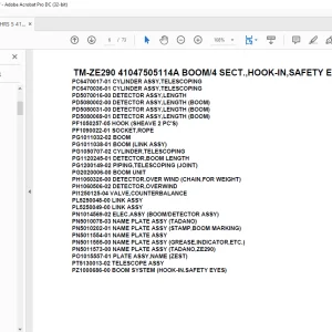 Tadano Crane TM-ZE290 41047505114A BOOM/4 SECT.,HOOK-IN,SAFETY EYES Parts Manual - PDF DOWNLOAD