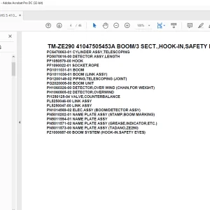Tadano Crane TM-ZE290 41047505453A BOOM/3 SECT.,HOOK-IN,SAFETY EYES Parts Manual - PDF DOWNLOAD