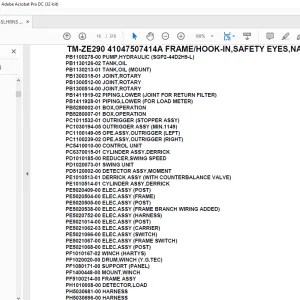 Tadano Crane TM-ZE290 41047507414A FRAME/HOOK-IN,SAFETY EYES,NAVI Parts Manual - PDF DOWNLOAD