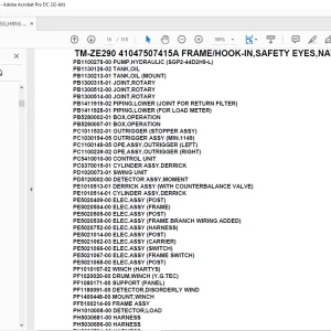 Tadano Crane TM-ZE290 41047507415A FRAME/HOOK-IN,SAFETY EYES,NAVI Parts Manual - PDF DOWNLOAD