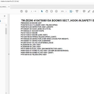 Tadano Crane TM-ZE290 41047508015A BOOM/5 SECT.,HOOK-IN,SAFETY EYES Parts Manual - PDF DOWNLOAD