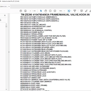 Tadano Crane TM-ZE290 41047604063A FRAME/MANUAL VALVE,HOOK-IN Parts Manual - PDF DOWNLOAD