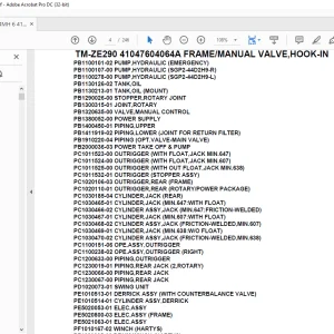 Tadano Crane TM-ZE290 41047604064A FRAME/MANUAL VALVE,HOOK-IN Parts Manual - PDF DOWNLOAD