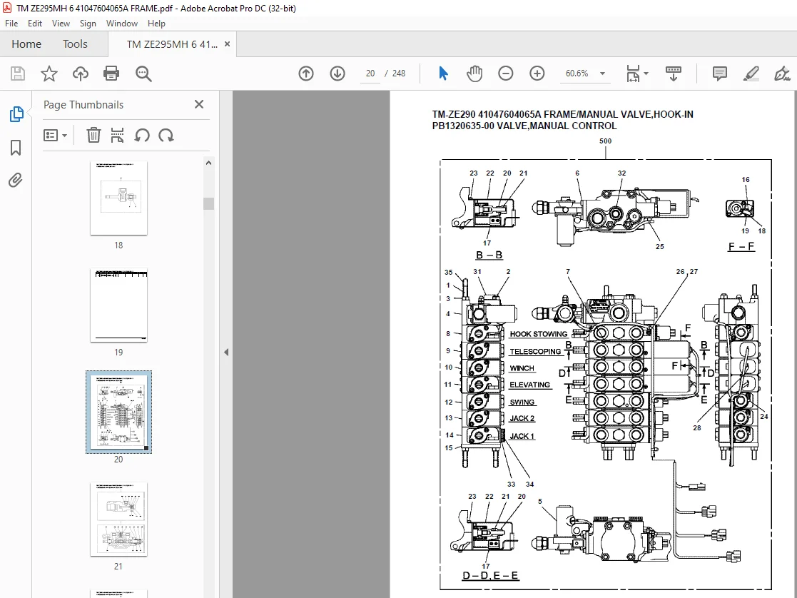 Tadano Crane TM-ZE290 41047604065A FRAME/MANUAL VALVE,HOOK-IN Parts Manual - PDF DOWNLOAD - Image 2