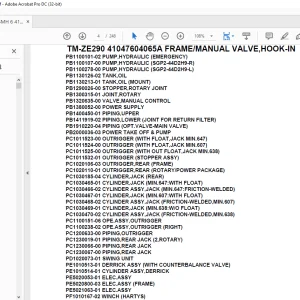 Tadano Crane TM-ZE290 41047604065A FRAME/MANUAL VALVE,HOOK-IN Parts Manual - PDF DOWNLOAD