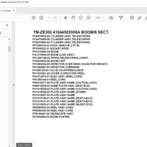 Tadano Crane TM-ZE300 41044502006A BOOM/6 SECT. Parts Manual - PDF DOWNLOAD