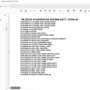 Tadano Crane TM-ZE300 41044502016A BOOM/6 SECT.,HOOK-IN Parts Manual - PDF DOWNLOAD