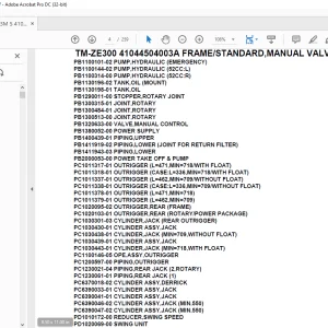 Tadano Crane TM-ZE300 41044504003A FRAME/STANDARD,MANUAL VALVE Parts Manual - PDF