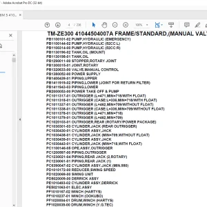 Tadano Crane TM-ZE300 41044504007A FRAME/STANDARD,(MANUAL VALVE Parts Manual - PDF