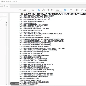 Tadano Crane TM-ZE300 41044504022A FRAME/HOOK-IN,MANUAL VALVE (G) Parts Manual - PDF