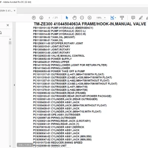 Tadano Crane TM-ZE300 41044504063A FRAME/HOOK-IN,MANUAL VALVE Parts Manual - PDF